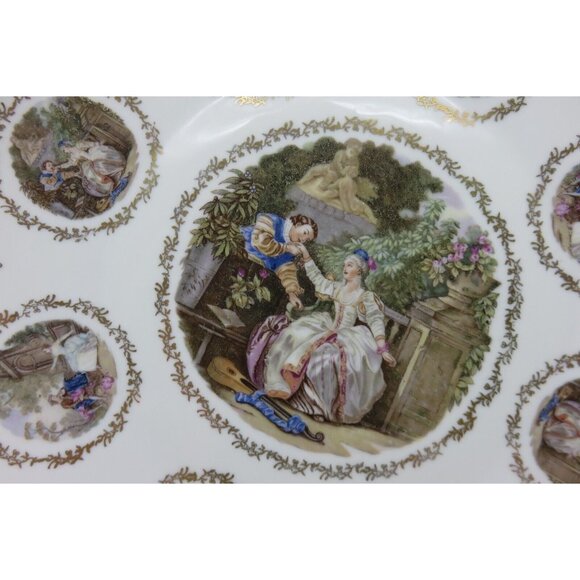 Vintage Steinberger Austria Ceramic Plate With Gold Trim and Romantic Scenes - Picture 5 of 10